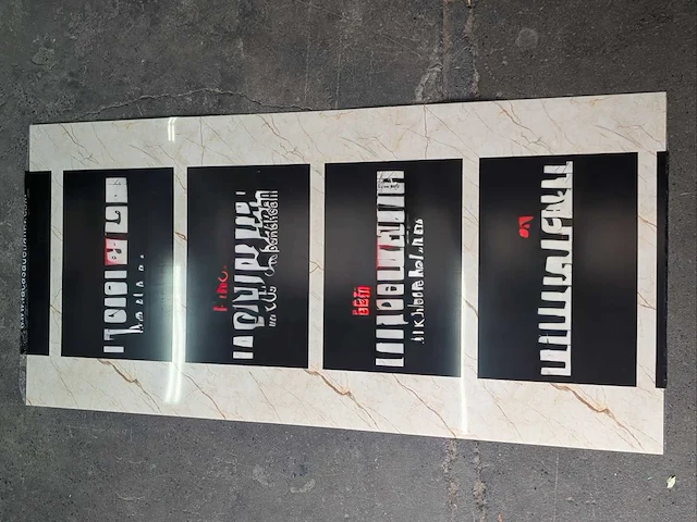 Set van 5 decoratieve panelen gemarmerd beige marmeren bouwmateriaal - afbeelding 2 van  2