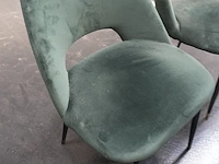 Set van 5 groene velvet stoelen met goudkleurige afwerking - afbeelding 2 van  5