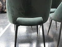 Set van 5 groene velvet stoelen met goudkleurige afwerking - afbeelding 3 van  5