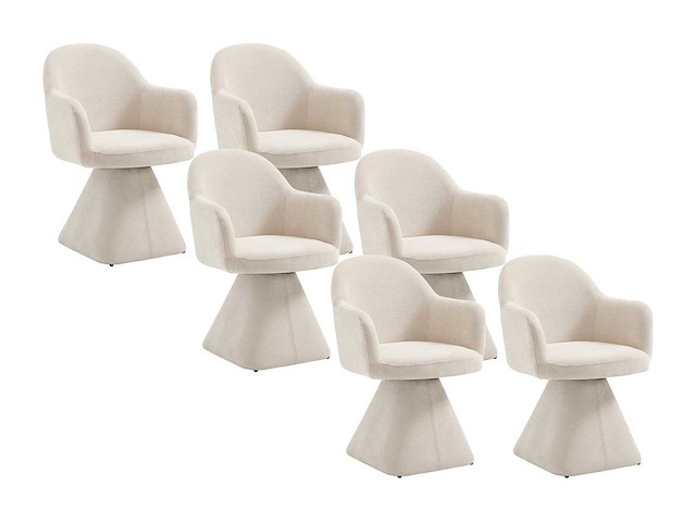 Set van 6 draaistoelen met stoffen armleuningen - beige - afbeelding 2 van  8