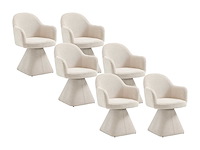 Set van 6 draaistoelen met stoffen armleuningen - beige - afbeelding 2 van  8