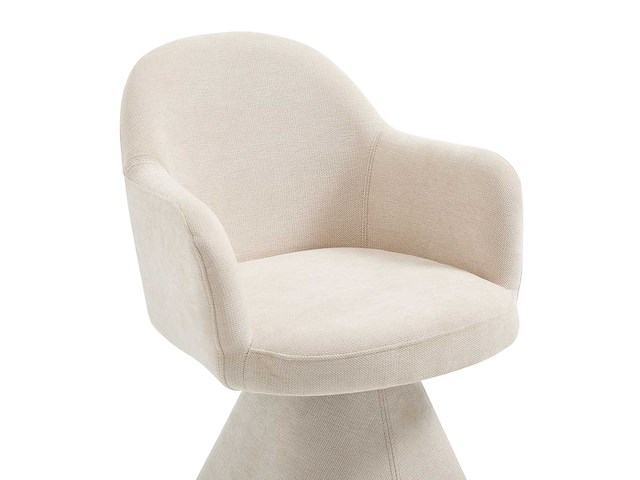 Set van 6 draaistoelen met stoffen armleuningen - beige - afbeelding 5 van  8