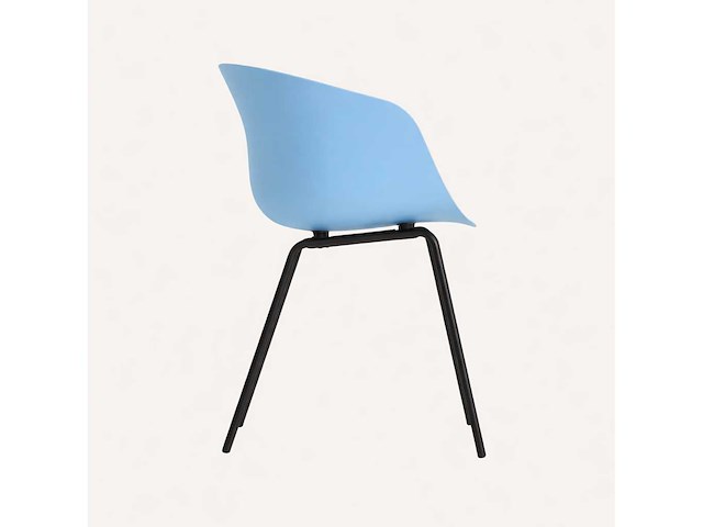 Set van 6 eleganza stoelen met zwarte poot en blauwe zitting - afbeelding 3 van  4