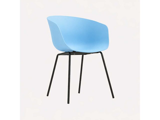 Set van 6 eleganza stoelen met zwarte poot en blauwe zitting - afbeelding 1 van  3