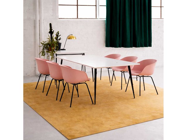 Set van 6 eleganza stoelen met zwarte poten en roze zitting - afbeelding 1 van  5