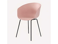 Set van 6 eleganza stoelen met zwarte poten en roze zitting - afbeelding 3 van  5