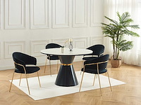 Set van 6 fluwelen en gouden metalen stoelen - zwart