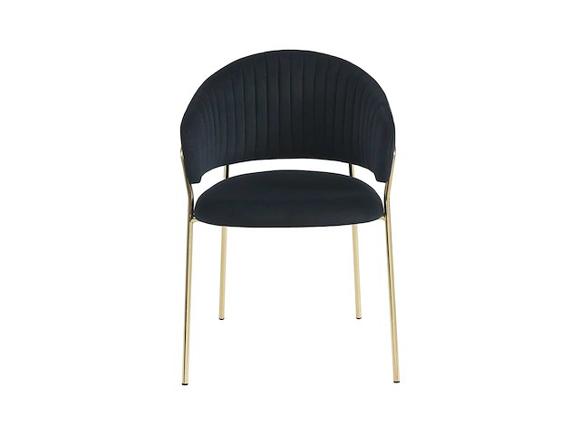 Set van 6 fluwelen en gouden metalen stoelen - zwart - afbeelding 3 van  9