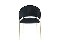 Set van 6 fluwelen en gouden metalen stoelen - zwart - afbeelding 3 van  9