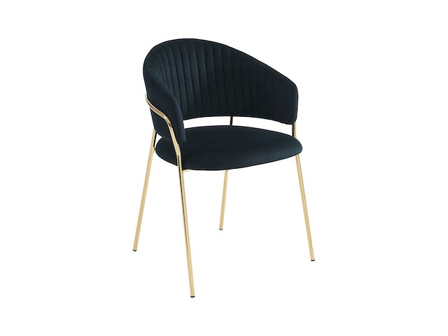 Set van 6 fluwelen en gouden metalen stoelen - zwart - afbeelding 4 van  9