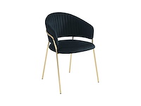 Set van 6 fluwelen en gouden metalen stoelen - zwart - afbeelding 4 van  9