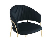 Set van 6 fluwelen en gouden metalen stoelen - zwart - afbeelding 5 van  9