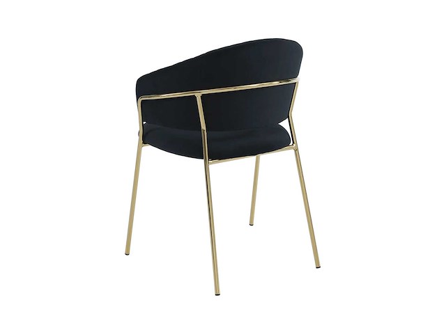 Set van 6 fluwelen en gouden metalen stoelen - zwart - afbeelding 8 van  9