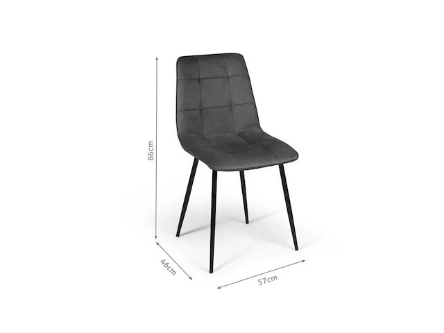 Set van 6 fluwelen stoelen in kleuren blauw x2, donkergrijs x2, lichtgrijs, geel - afbeelding 5 van  6