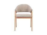 Set van 6 stoelen met armleuningen in badstof en rubberhout - taupe en natuurlijk - afbeelding 4 van  10