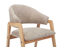 Set van 6 stoelen met armleuningen in badstof en rubberhout - taupe en natuurlijk - afbeelding 6 van  10