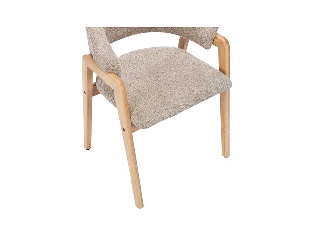 Set van 6 stoelen met armleuningen in badstof en rubberhout - taupe en natuurlijk - afbeelding 7 van  10