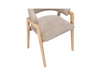 Set van 6 stoelen met armleuningen in badstof en rubberhout - taupe en natuurlijk - afbeelding 7 van  10