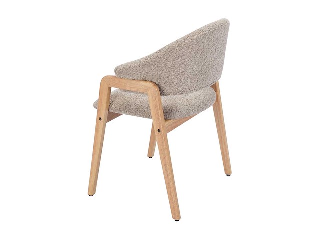 Set van 6 stoelen met armleuningen in badstof en rubberhout - taupe en natuurlijk - afbeelding 10 van  10