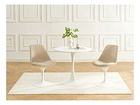 Set van 6 stoelen met textuur en stalen draaistoelen - beige & wit