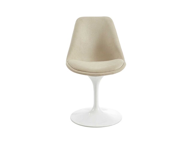 Set van 6 stoelen met textuur en stalen draaistoelen - beige & wit - afbeelding 4 van  10