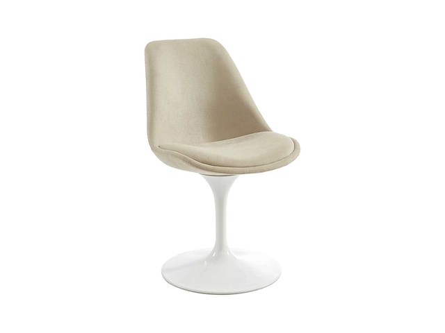 Set van 6 stoelen met textuur en stalen draaistoelen - beige & wit - afbeelding 5 van  10