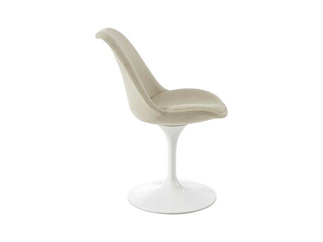 Set van 6 stoelen met textuur en stalen draaistoelen - beige & wit - afbeelding 6 van  10