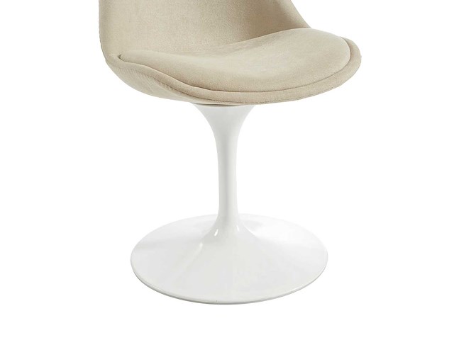 Set van 6 stoelen met textuur en stalen draaistoelen - beige & wit - afbeelding 8 van  10