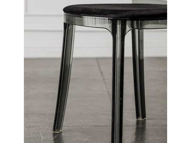 Set van 6 vanillestoelen - bontstructuur - zitting zwarte stof (87 x 55 x 40 cm) - afbeelding 3 van  5