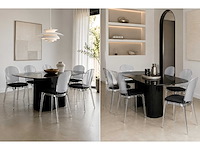 Set van 6 vanillestoelen - bontstructuur - zitting zwarte stof (87 x 55 x 40 cm) - afbeelding 4 van  5