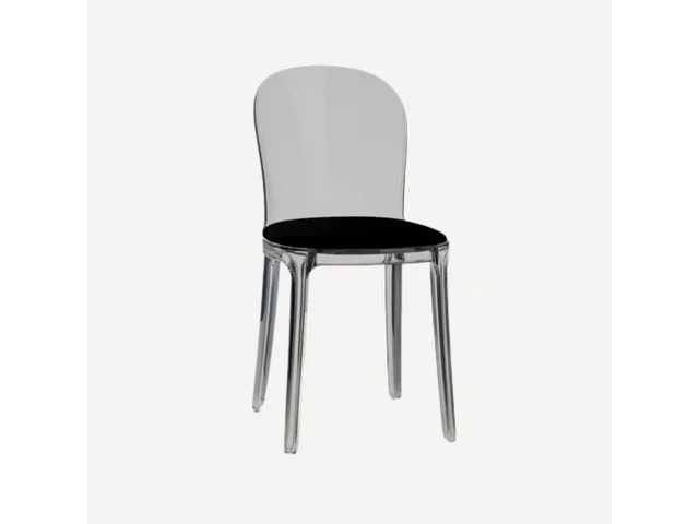 Set van 6 vanillestoelen - bontstructuur - zitting zwarte stof (87 x 55 x 40 cm) - afbeelding 2 van  4