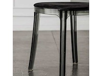 Set van 6 vanillestoelen - bontstructuur - zitting zwarte stof (87 x 55 x 40 cm) - afbeelding 3 van  4