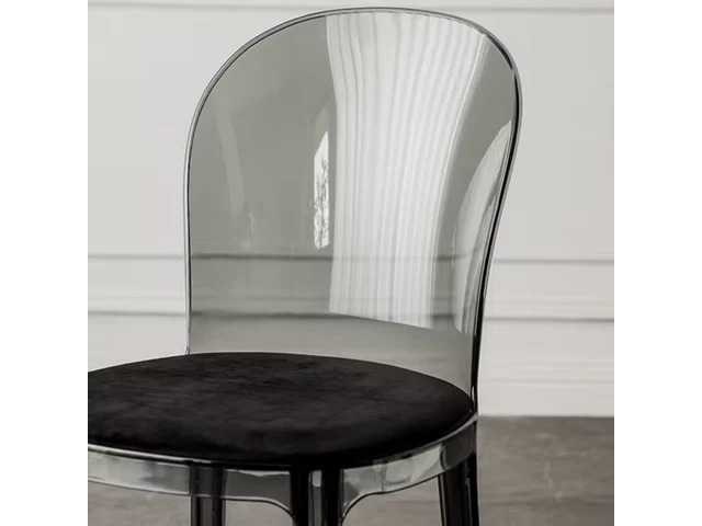 Set van 6 vanillestoelen - bontstructuur - zitting zwarte stof (87 x 55 x 40 cm) - afbeelding 4 van  4