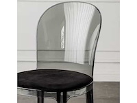 Set van 6 vanillestoelen - bontstructuur - zitting zwarte stof (87 x 55 x 40 cm) - afbeelding 4 van  4
