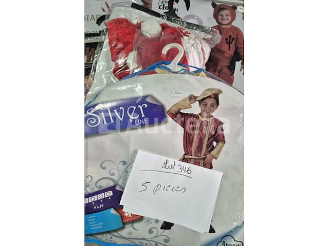 Set van 7 kostuums en carnavalsmake-up items enzovoort - nieuw set van 5 kindercarnavalskostuums diverse ontwerpen - nieuw set van 6 kindercarnavalskostuums - nieuw set van 5 kids cowboy carnival kostuums - nieuw set van 12 kostuums van carnival prisoner kids - nieuw kid's mario bross carnival kostuum - nieuw uitstekende batman masks set - nieuw set van 7 olifanten hoofdband + strik + staartsets - nieuw - afbeelding 4 van  8