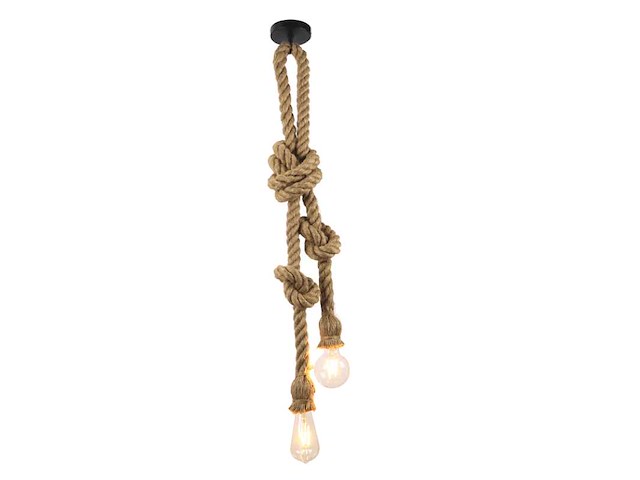 Set van 7 natuurlijke henneptouw-hanglampen - afbeelding 1 van  3