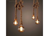 Set van 7 natuurlijke henneptouw-hanglampen - afbeelding 2 van  3