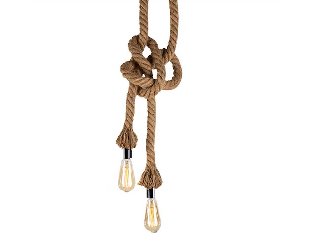 Set van 7 natuurlijke henneptouw-hanglampen - afbeelding 3 van  3