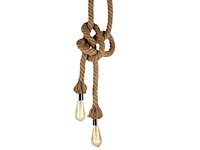 Set van 7 natuurlijke henneptouw-hanglampen - afbeelding 3 van  3