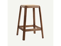 Set van 8 vierkante 63 cm cane high stools (7 zwarte en 1 walnoot) - afbeelding 4 van  5