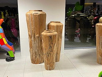 Set vazen in teak h150cm, h120cm & h100cm - afbeelding 1 van  2