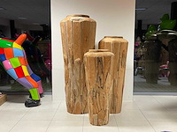 Set vazen in teak h150cm, h120cm & h100cm - afbeelding 2 van  2