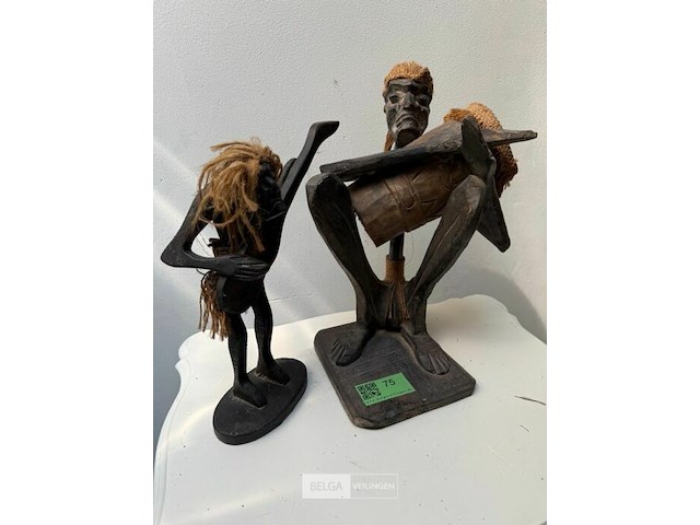 Setje 2x etnisch houtsnijwerk - afbeelding 1 van  3