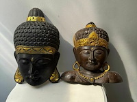 Setje maskers houtsnijwerk - afbeelding 1 van  3