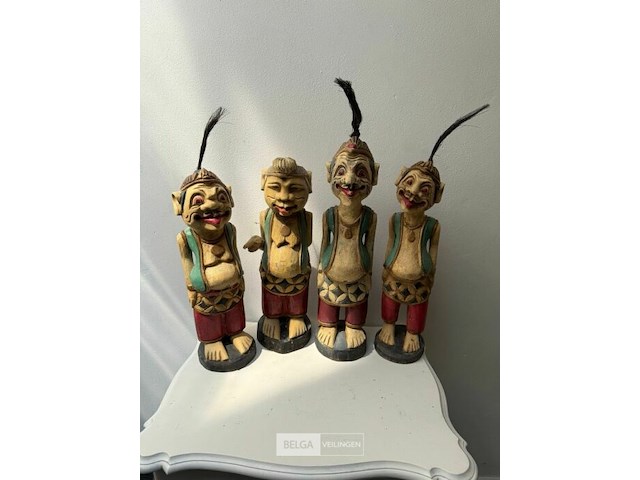 Setje van 4 semar beeldjes (antiek) - afbeelding 1 van  3