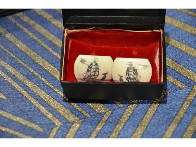 Setje vintage manchetknopen met zeilschip - afbeelding 2 van  3