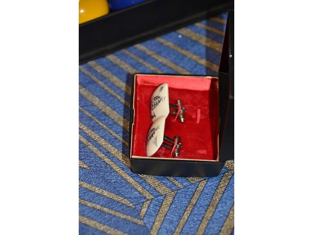 Setje vintage manchetknopen met zeilschip - afbeelding 3 van  3