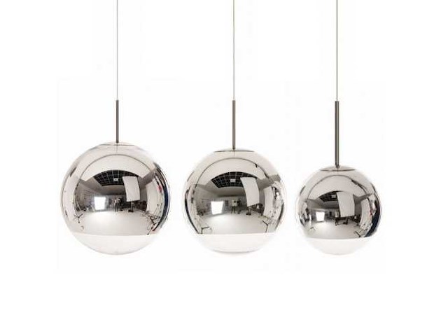 Sets van 2 spiegelbol-hanglampen - zilver (1,25 cm en 1,35 cm diameter) - afbeelding 1 van  4