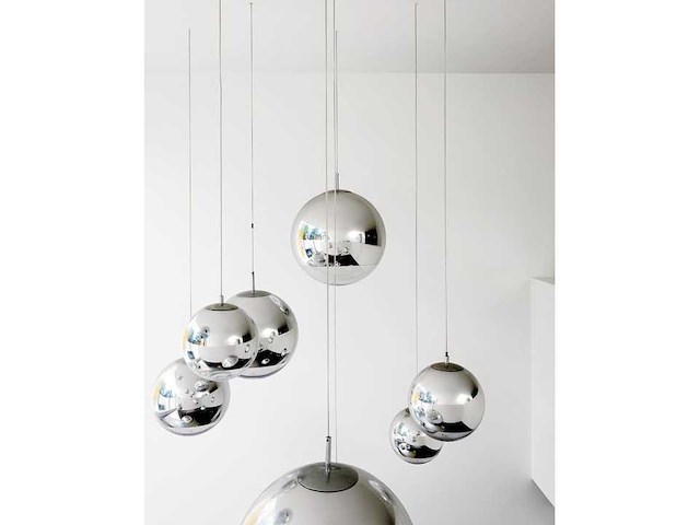 Sets van 2 spiegelbol-hanglampen - zilver (1,25 cm en 1,35 cm diameter) - afbeelding 1 van  3