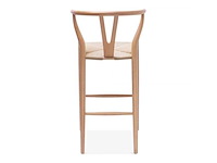 Sets van 2 wishbone barkrukjes - zithoogte 71 cm - natuurlijk hout - natuurlijk touw beige - afbeelding 5 van  6